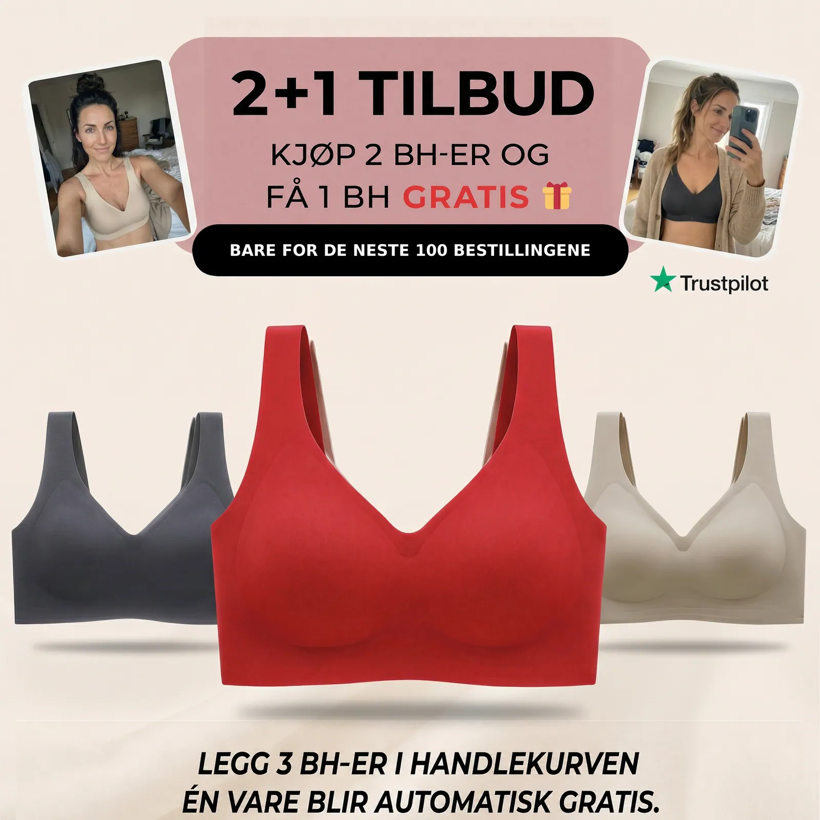 Lumive sømløs premium komfort-BH med 2+1-tilbud