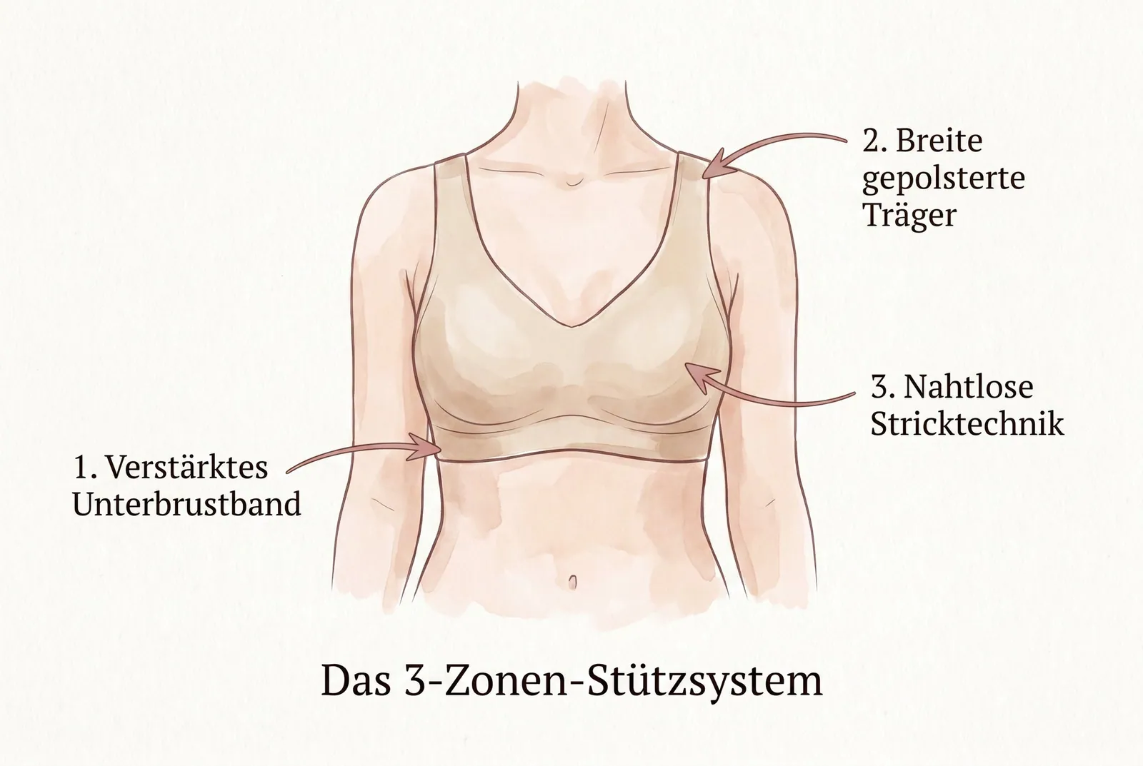 Drei-Zonen-Konstruktion eines bügellosen BHs