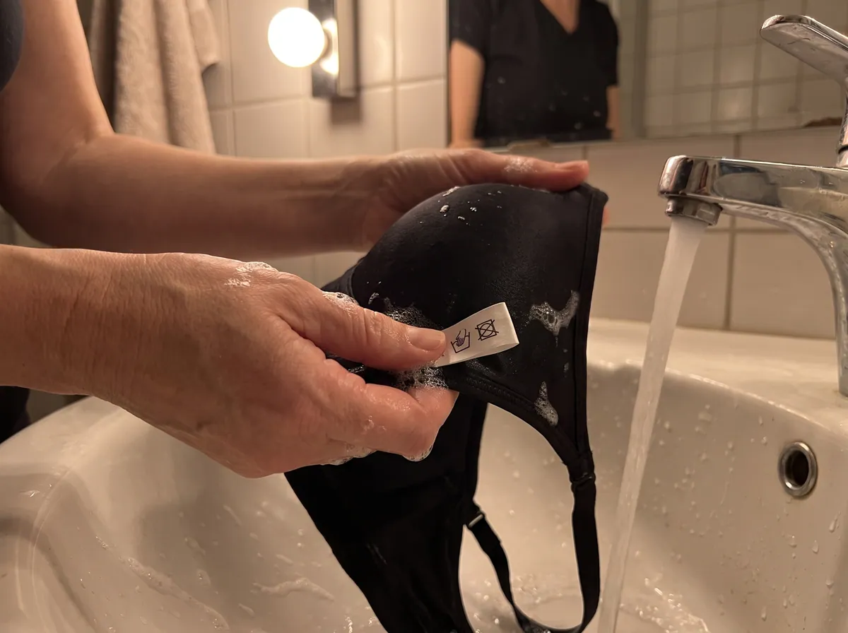 BH wird am Waschbecken von Hand gewaschen