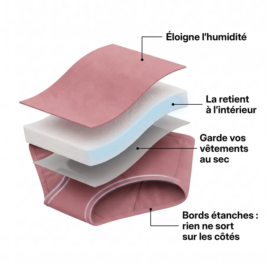 Les quatre couches d’une culotte anti-fuites